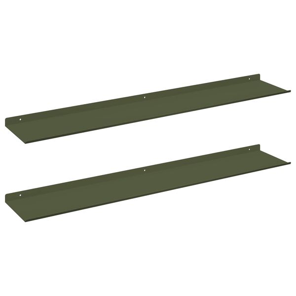 vidaXL Estante flotante 2 pcs Verde Oliva 100 x 18 x 2,5 cm Acero