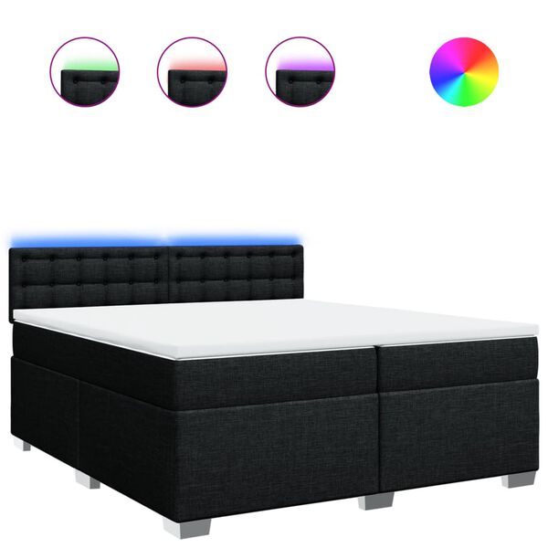 vidaXL Cama box spring con colch&oacute;n tela negro 200x200 cm