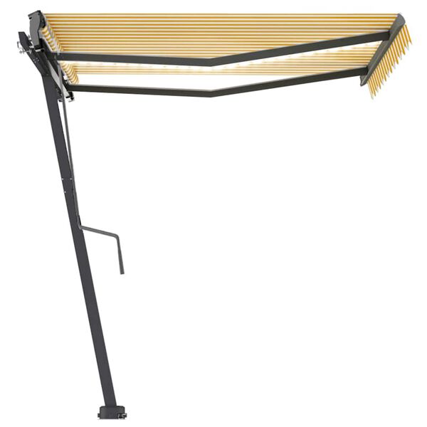 vidaXL Toldo manual retráctil con LED amarillo y blanco 300x250 cm