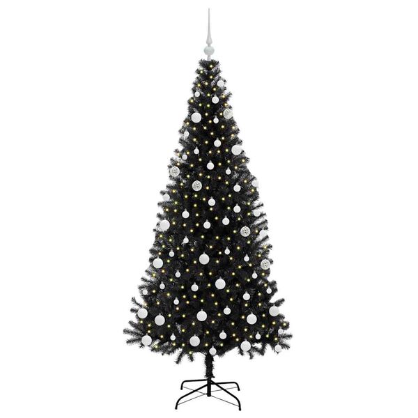 vidaXL Árbol de Navidad con 300 LED con soporte Negro 180 cm PVC