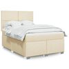 vidaXL Cama box spring con colchón tela color crema 160x200 cm
