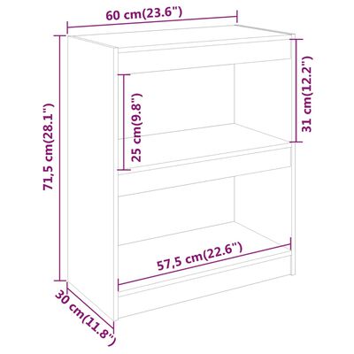 vidaXL Estantería/divisor de espacios madera pino negro 60x30x71,5 cm