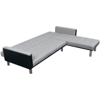 vidaXL Sofá cama en forma de L tela negro y gris