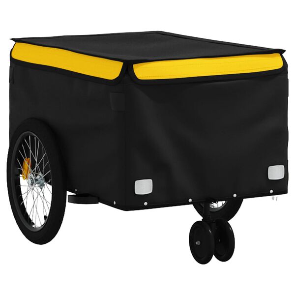 vidaXL Remolque para bicicleta hierro negro y amarillo 30 kg