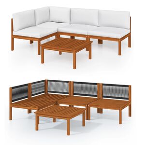 vidaXL Conjunto de jard&iacute;n 5 piezas con cojines color crema 63x63 cm