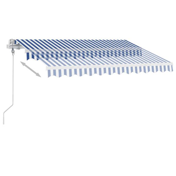 vidaXL Toldo autom&aacute;tico LED sensor de viento azul y blanco 300x250 cm