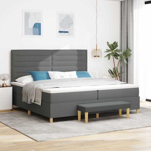 vidaXL Cama tipo Box Spring con colch&oacute;n Gris oscuro 200 x 200 cm tela