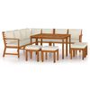 vidaXL Juego comedor jard&iacute;n con cojines 11 piezas madera maciza acacia