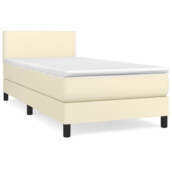 vidaXL Cama box spring con colch&oacute;n cuero sint&eacute;tico crema 90x190 cm
