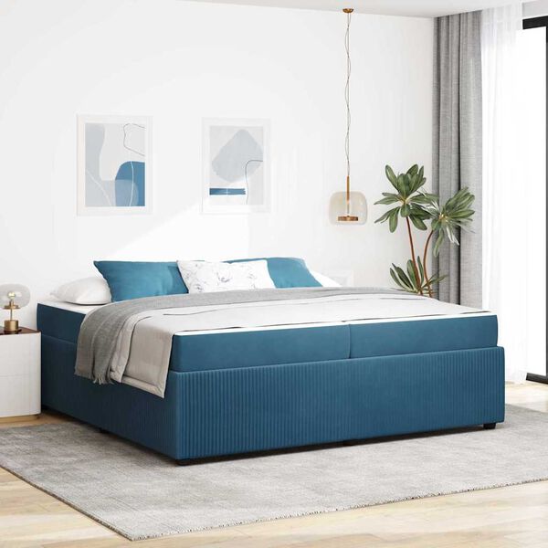 vidaXL Estructura de cama con colch&oacute;n Azul 200 x 200 cm tela
