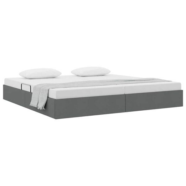 vidaXL Cama con almacenamiento Gris oscuro 200 x 200 cm tela