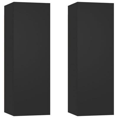 vidaXL Muebles para TV 2 uds madera contrachapada negro 30,5x30x90 cm