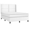 vidaXL Cama box spring colch&oacute;n y LED cuero sint&eacute;tico blanco 140x190 cm