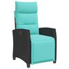 vidaXL Silla de jard&iacute;n reclinable con mesa auxiliar rat&aacute;n negro