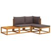 vidaXL Conjunto de sof&aacute; de jard&iacute;n de 4 piezas con cojines de madera de acacia y cuerda