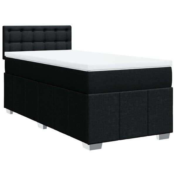 vidaXL Cama box spring con colchón tela negro 90x200 cm