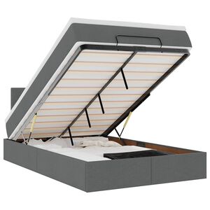 vidaXL Cama otomana con colch&oacute;n y LED tela gris oscuro 120x200 cm