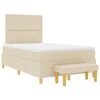 vidaXL Cama tipo Box Spring con colch&oacute;n Crema 120 x 190 cm tela