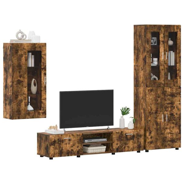 vidaXL Conjunto de mueble de TV con caj&oacute;n FLORIN Roble ahumado