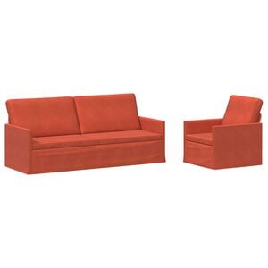 vidaXL Juego de Sof&aacute; 2 pcs Rojo Naranja Tela de Pana