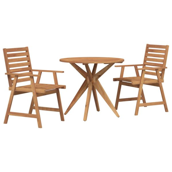 vidaXL Juego de comedor de jard&iacute;n 3 piezas madera maciza de acacia