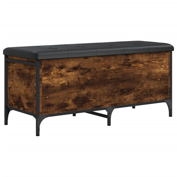 vidaXL Banco almacenaje madera ingenier&iacute;a roble ahumado 102x42x45 cm