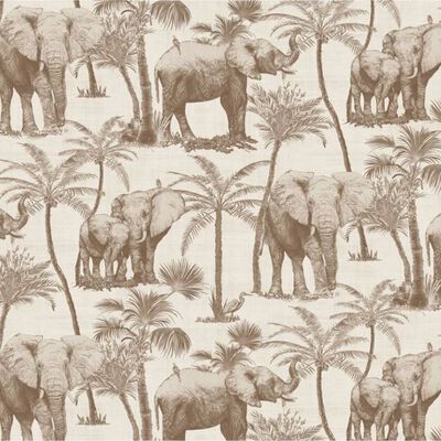DUTCH WALLCOVERINGS Papel de pared bosque de elefantes beige
