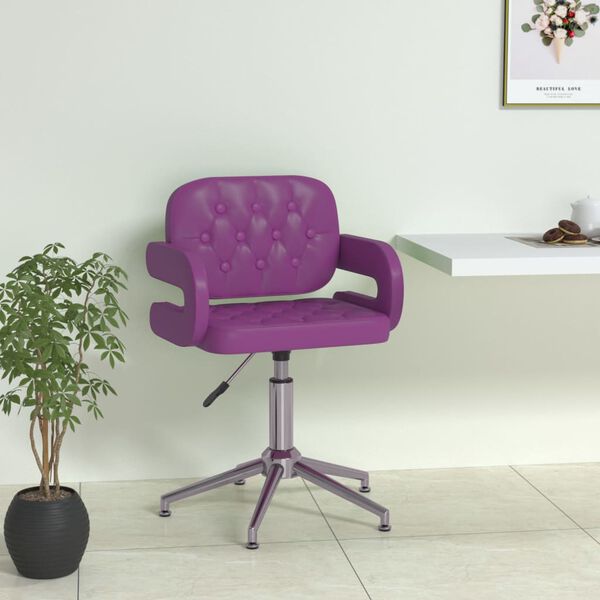 vidaXL Silla de comedor giratoria de cuero sint&eacute;tica morado
