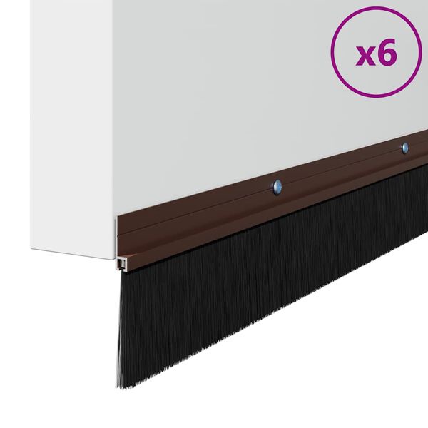 vidaXL Sellos de cepillo de puerta atornillables 6 pcs Marr&oacute;n 100 cm