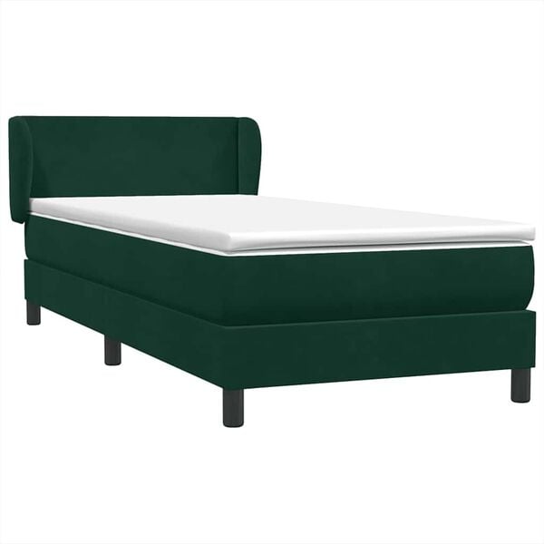 vidaXL Cama box spring con colch&oacute;n terciopelo verde oscuro 80x220 cm