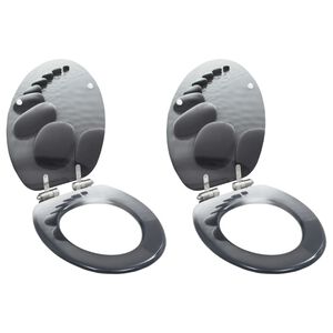 vidaXL Asiento inodoro WC 2 uds tapa de cierre suave MDF dise&ntilde;o rocas