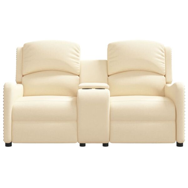 vidaXL Sillón de masaje reclinable 2 plazas con portavasos crema