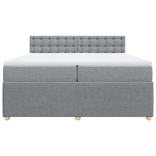 vidaXL Cama box spring con colch&oacute;n tela gris claro 200x200 cm