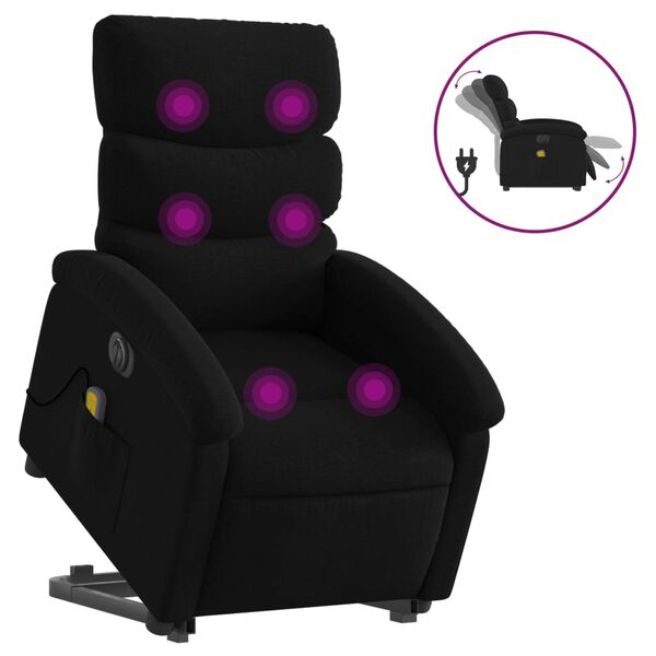 vidaXL Sill&oacute;n de masaje el&eacute;ctrico reclinable elevable tela negro