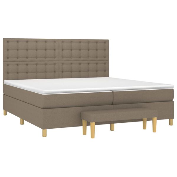 vidaXL Cama box spring con colch&oacute;n tela gris taupe 200x200 cm