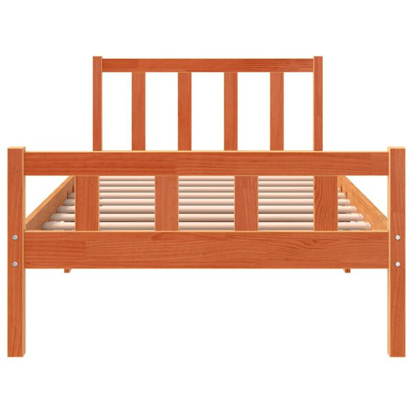 vidaXL Estructura de cama sin colch&oacute;n madera maciza marr&oacute;n 75x190 cm