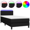 vidaXL Cama box spring colch&oacute;n y luces LED tela negro 100x200 cm