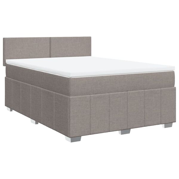 vidaXL Cama box spring con colch&oacute;n tela gris taupe 140x190 cm