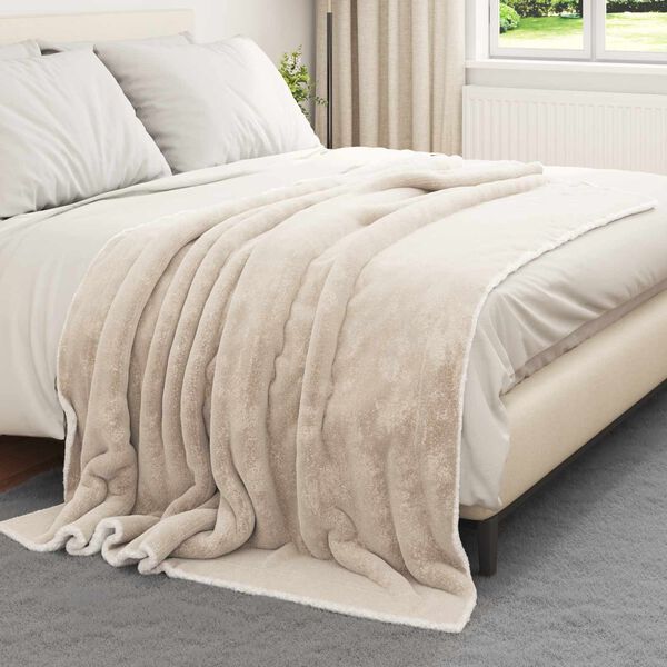 vidaXL Manta Beige 150 x 200 cm Lana