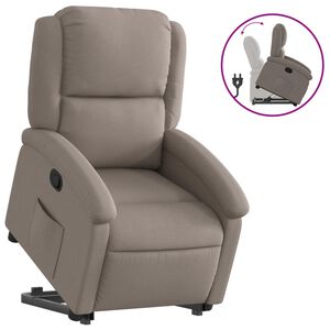 vidaXL Sill&oacute;n reclinable elevable tela gris taupe