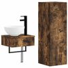 vidaXL Juego de muebles de ba&ntilde;o 2 uds. Roble Ahumado