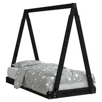 vidaXL Estructura de cama para niños madera de pino negro 70x140 cm