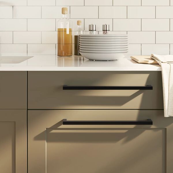 vidaXL Tiradores para armarios 10 uds acero inoxidable negro 320 mm