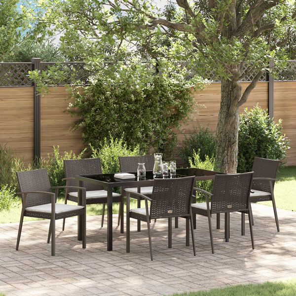 vidaXL Conjunto de Comedor de Jard&iacute;n 7 pcs Marr&oacute;n y Negro