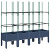 vidaXL Jardinera con enrejado PP azul gris 160x40x142,5 cm