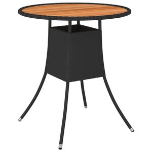 vidaXL Mesa de comedor de jard&iacute;n rat&aacute;n sint&eacute;tico acacia negro &Oslash; 70 cm