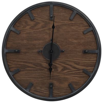 vidaXL Reloj de pared de hierro y MDF marrón y negro 45 cm