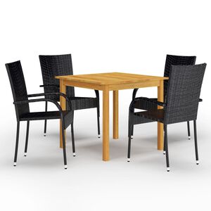 vidaXL Juego de comedor para jard&iacute;n 5 piezas negro