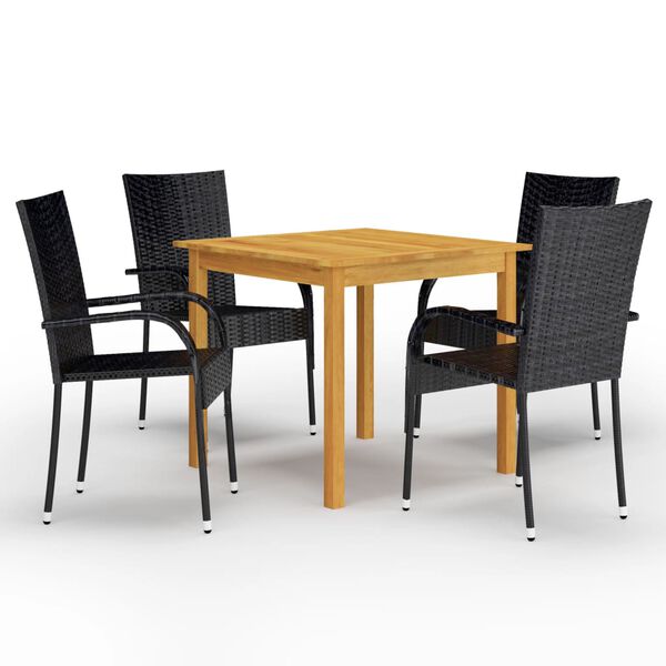 vidaXL Juego de comedor para jard&iacute;n 5 piezas negro