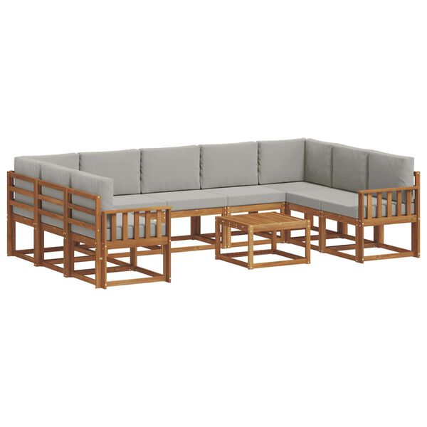 vidaXL Conjunto de sof&aacute;s de exterior 10 pcs Gris Natural y Claro